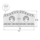 14x8 ft Steel Dual Swing Driveway Gate