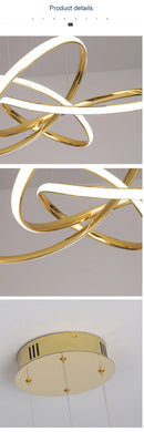 GobekUsa Dimmable Modern Chandelier: Gold/Chrome/Black, 60cm