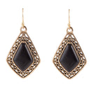 Diamond Black Onyx Stone Golden Drop Earrings