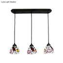 GobekUsa Dining Table Hanging Lights: Dragonfly Linear Fixture with Art Glass Shade (3-Light)