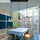 GobekUsa Dining Table Hanging Lights: Dragonfly Linear Fixture with Art Glass Shade (3-Light)
