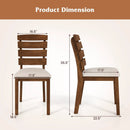 Dining Chair Set of 2 with Slatted High Backrest and Rubber Wood Legs-Brown by LJGDeals