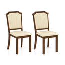 Dining Chair Set of 2 with PU Leather and Rubber Wood Frame-Brown by LJGDeals