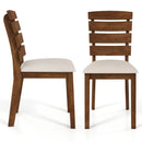 Dining Chair Set of 2 with Slatted High Backrest and Rubber Wood Legs-Brown by DirectDeals