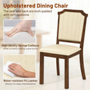 Dining Chair Set of 2 with PU Leather and Rubber Wood Frame-Brown by LJGDeals