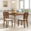 Dining Chair Set of 2 with Slatted High Backrest and Rubber Wood Legs-Brown by LJGDeals