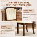Dining Chair Set of 2 with PU Leather and Rubber Wood Frame-Brown by LJGDeals