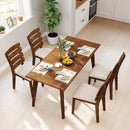 Dining Chair Set of 2 with Slatted High Backrest and Rubber Wood Legs-Brown by LJGDeals