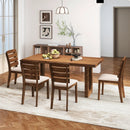 Dining Chair Set of 2 with Slatted High Backrest and Rubber Wood Legs-Brown by DirectDeals