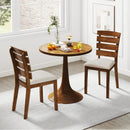 Dining Chair Set of 2 with Slatted High Backrest and Rubber Wood Legs-Brown by LJGDeals
