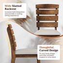 Dining Chair Set of 2 with Slatted High Backrest and Rubber Wood Legs-Brown by LJGDeals