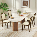 Dining Chair Set of 2 with PU Leather and Rubber Wood Frame-Brown by LJGDeals