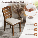 Dining Chair Set of 2 with Slatted High Backrest and Rubber Wood Legs-Brown by LJGDeals