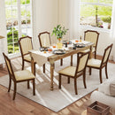 Dining Chair Set of 2 with PU Leather and Rubber Wood Frame-Brown by LJGDeals
