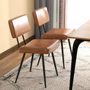 Dining Chair Set of 2 with Padded Backrest and Seat-Brown