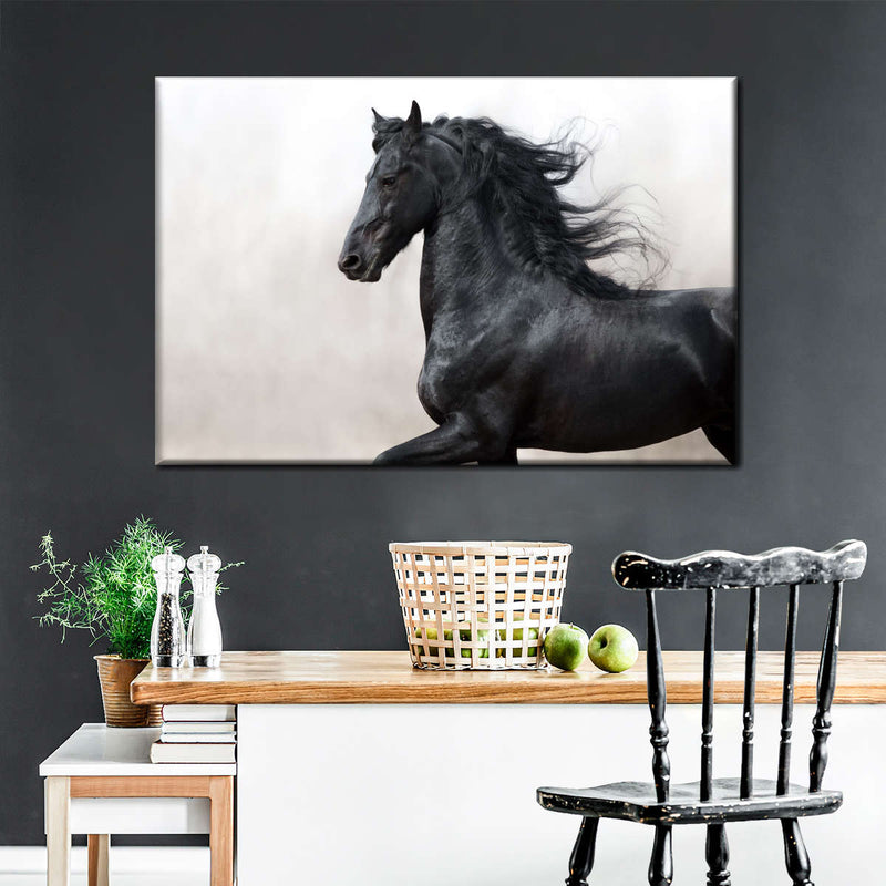 Black Friesian Horse Wall Art