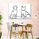 One Line Dog And Cat Wall Art