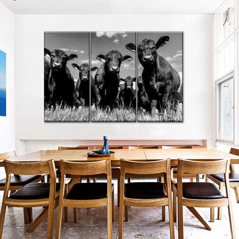 Monochrome Angus Cows Wall Art