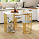 Rectangular Dining Table for 2 with 2-tier Storage Shelf for Small Space Dining Room-White
