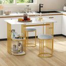 Rectangular Dining Table for 2 with 2-tier Storage Shelf for Small Space Dining Room-White by LJGDeals