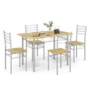 5 Pieces Wood Metal Dining Table Set with 4 Chairs by LJGDeals
