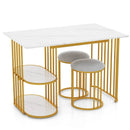 Rectangular Dining Table for 2 with 2-tier Storage Shelf for Small Space Dining Room-White by LJGDeals