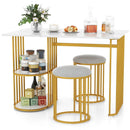 Rectangular Dining Table for 2 with 2-tier Storage Shelf for Small Space Dining Room-White by LJGDeals