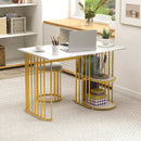 Rectangular Dining Table for 2 with 2-tier Storage Shelf for Small Space Dining Room-White by LJGDeals