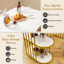Rectangular Dining Table for 2 with 2-tier Storage Shelf for Small Space Dining Room-White by LJGDeals
