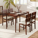 5-Piece Dining Table Set with High Curved Back for 4 People-Walnut by LJGDeals