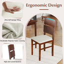5-Piece Dining Table Set with High Curved Back for 4 People-Walnut