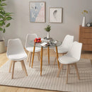 Round Glass Dining Table Leisure Coffee Table with Metal Legs-Natural by LJGDeals