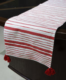 Woven Cotton Table Runner Off White and Red 16"x90"