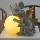 Dino garden sculpture gray dragon window figurine outdoor decor by Decorbites