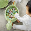 Dinosaur Rattan Storage Basket Mint Green - Medium by MOMIJI US LLC