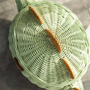 Dinosaur Rattan Storage Basket Mint Green - Medium by MOMIJI US LLC