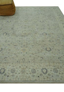 Distress Finished Beige, Silver and Charcoal 8x10 Traditional Wool Rug