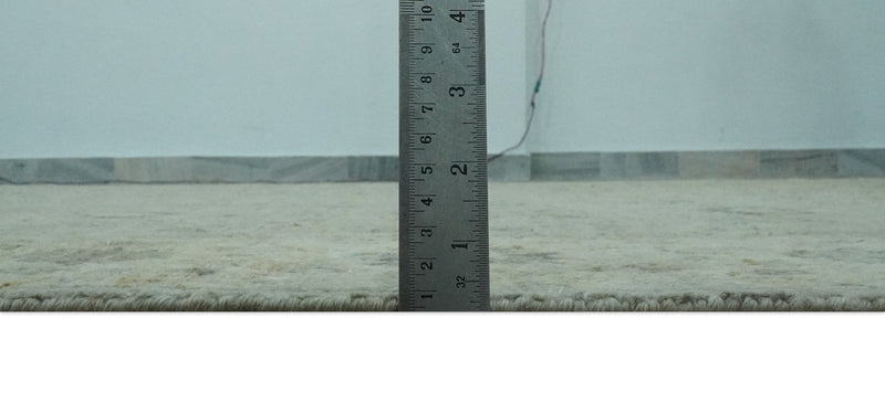 Distress Finished Beige, Silver and Charcoal 8x10 Traditional Wool Rug