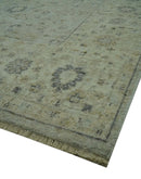 Distress Finished Beige, Silver and Charcoal 8x10 Traditional Wool Rug