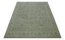 Distress Finished Beige, Silver and Charcoal 8x10 Traditional Wool Rug