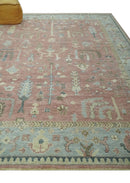 Distress Finished Tree of Life Hand Knotted Rust and Blue 9x12 Wool Rug