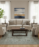 Distressed and Blue Silver Hand Knotted Traditional Wool Area Rug
