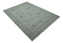 Distressed and Blue Silver Hand Knotted Traditional Wool Area Rug