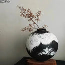 GobekUsa Ink Painting Ceramic Vase: Flower Pots Desk Decor Crafts Floral Room Aesthetic