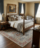 Beige and Brown Wool Area Rug - Traditional Heriz Distressed by The Rug Decor