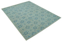 Distressed Hand Knotted Blue And Beige Oriental Design 8x10 Wool Area Rug