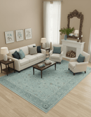 Distressed traditional And Beige Hand Knotted 10x14 Wool Area Rug