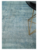 Distressed Vintage 8x11 Blue Traditional Oxidized Textured Persian Low Pile Wool Rug | TRD4308