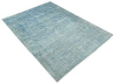 Distressed Vintage 8x11 Blue Traditional Oxidized Textured Persian Low Pile Wool Rug | TRD4308