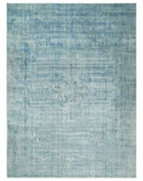 Distressed Vintage 8x11 Blue Traditional Oxidized Textured Persian Low Pile Wool Rug | TRD4308
